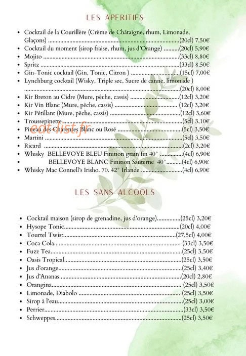 Restaurant de la Courillère — carte page 6