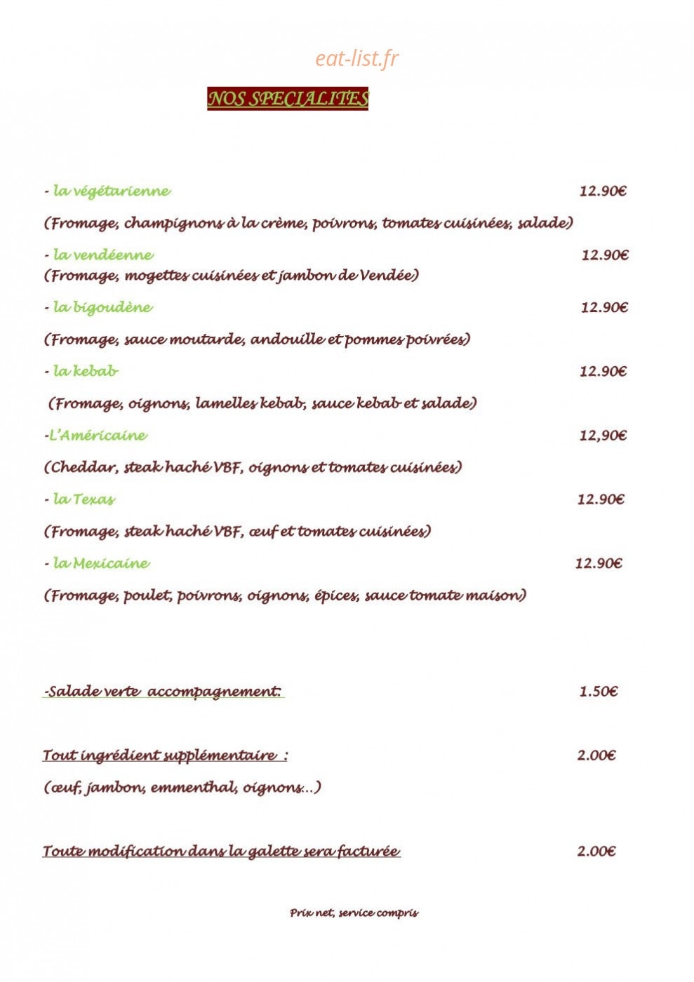Crêperie Du Moulin — carte page 3