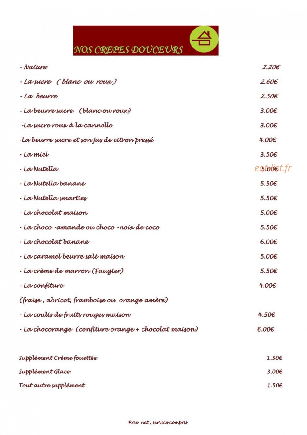 Crêperie Du Moulin — carte page 4