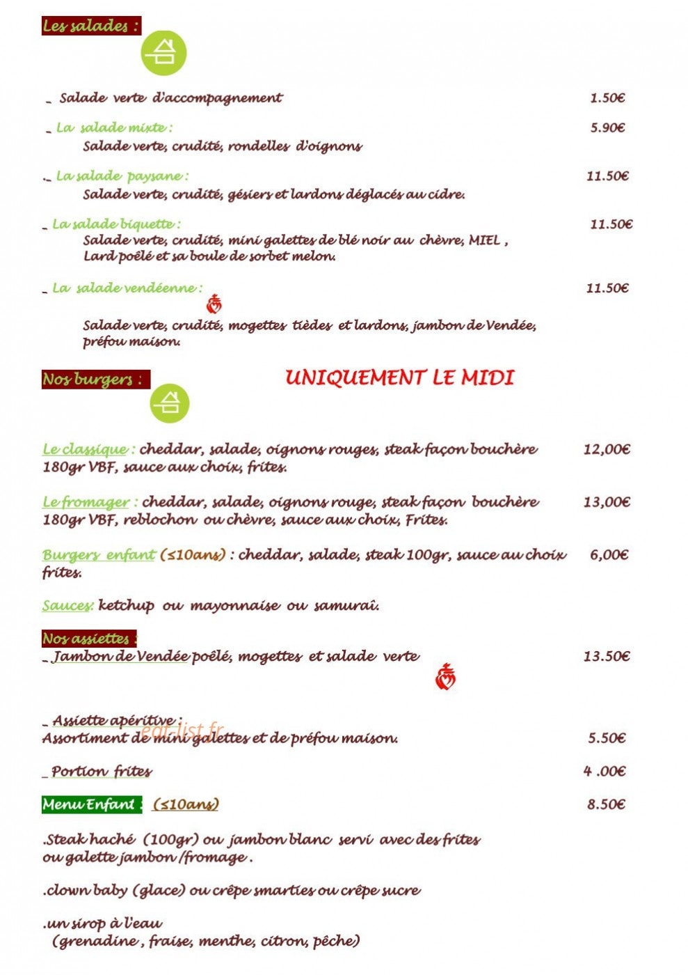 Crêperie Du Moulin — carte page 1