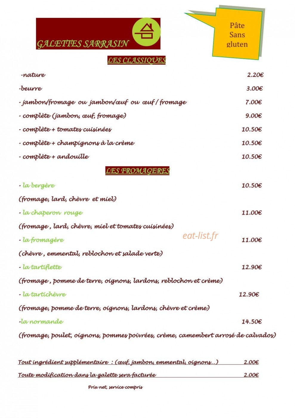 Crêperie Du Moulin — carte page 2