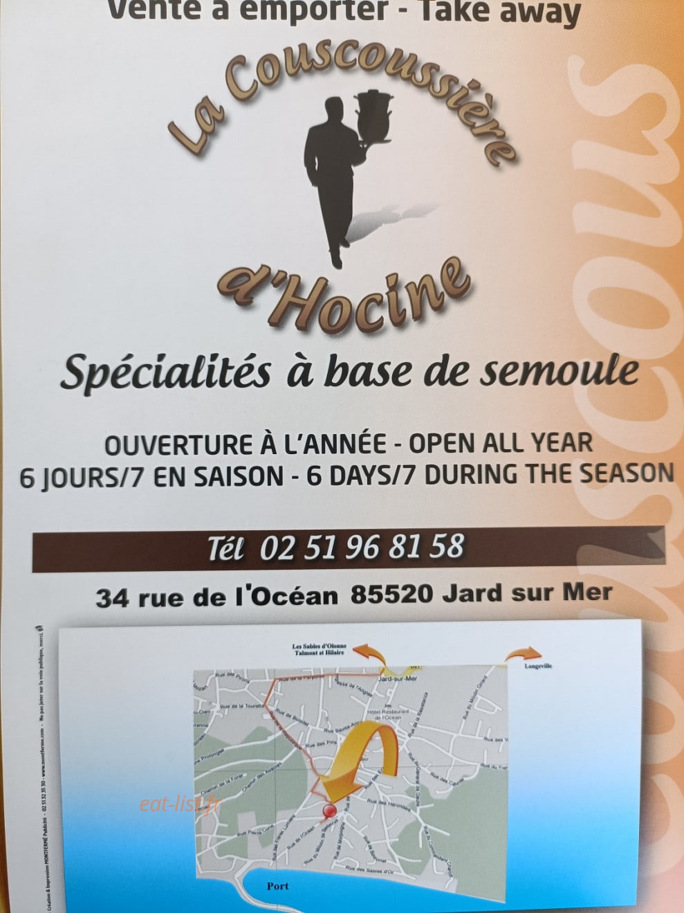 La Couscoussière d'Hocine — carte page 2