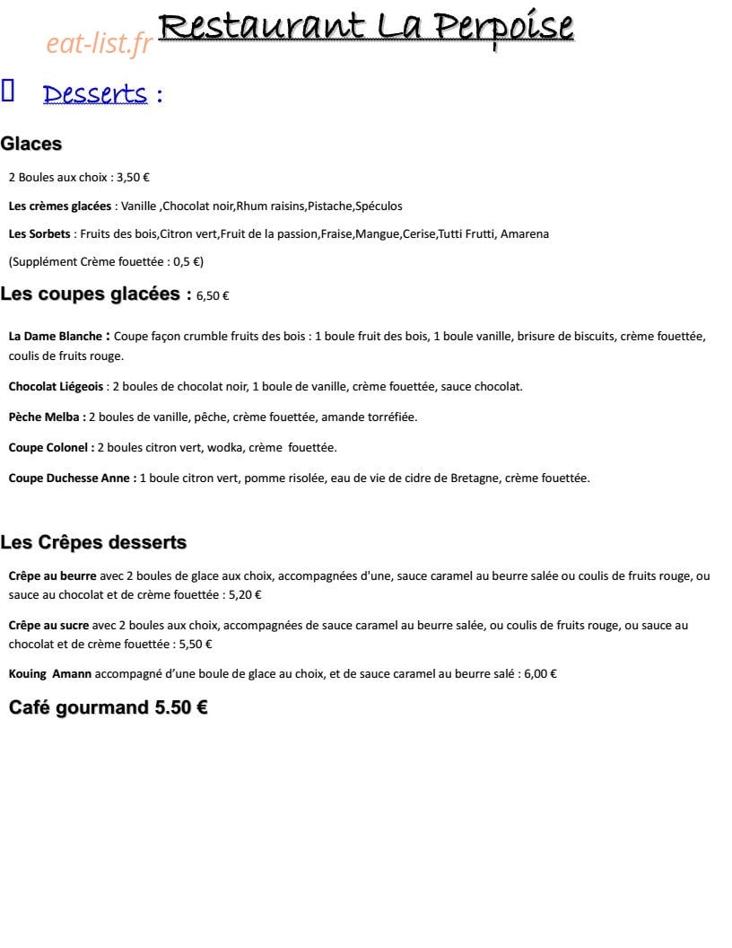 Pizzeria La Perpoise — carte page 4