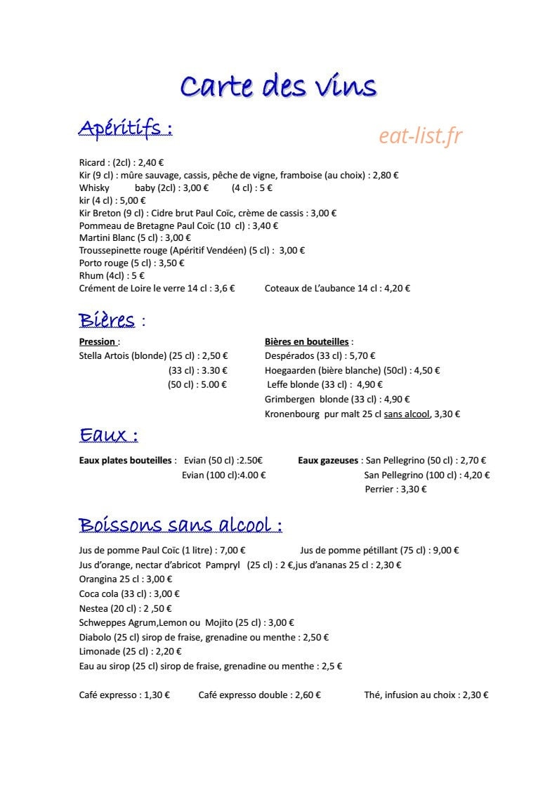 Pizzeria La Perpoise — carte page 5