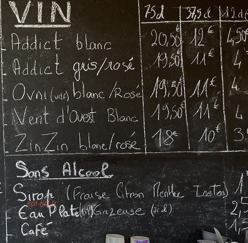 Carte et menu de Chez Mumu à Saint Vincent sur Jard — Les vins