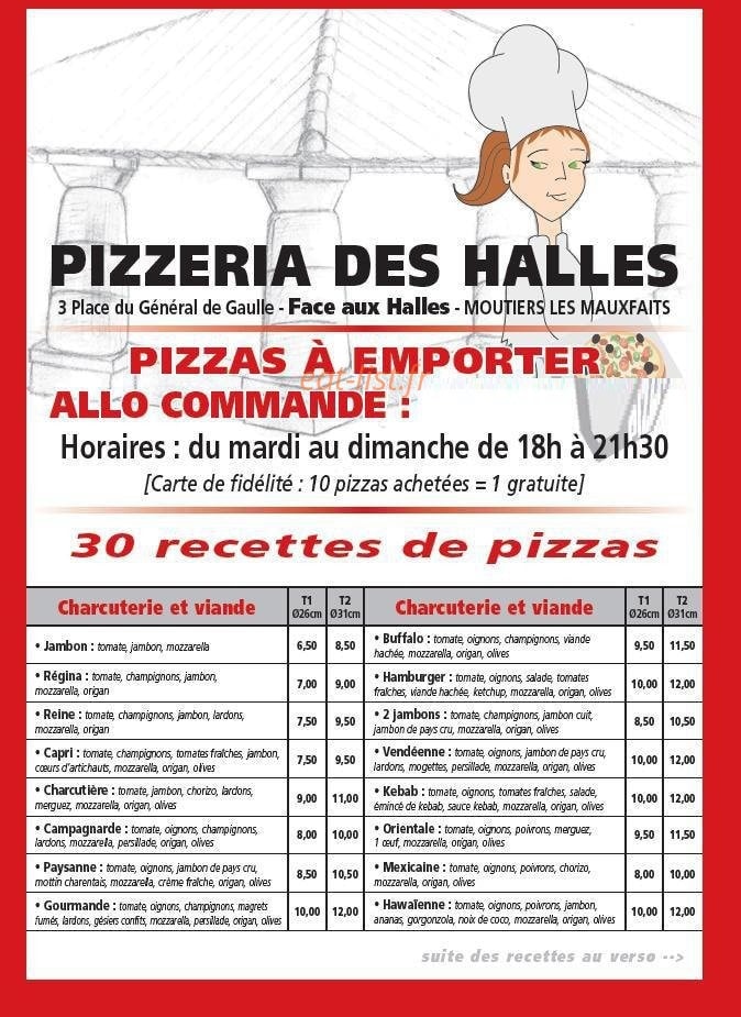 Pizzeria Des Halles — carte page 1