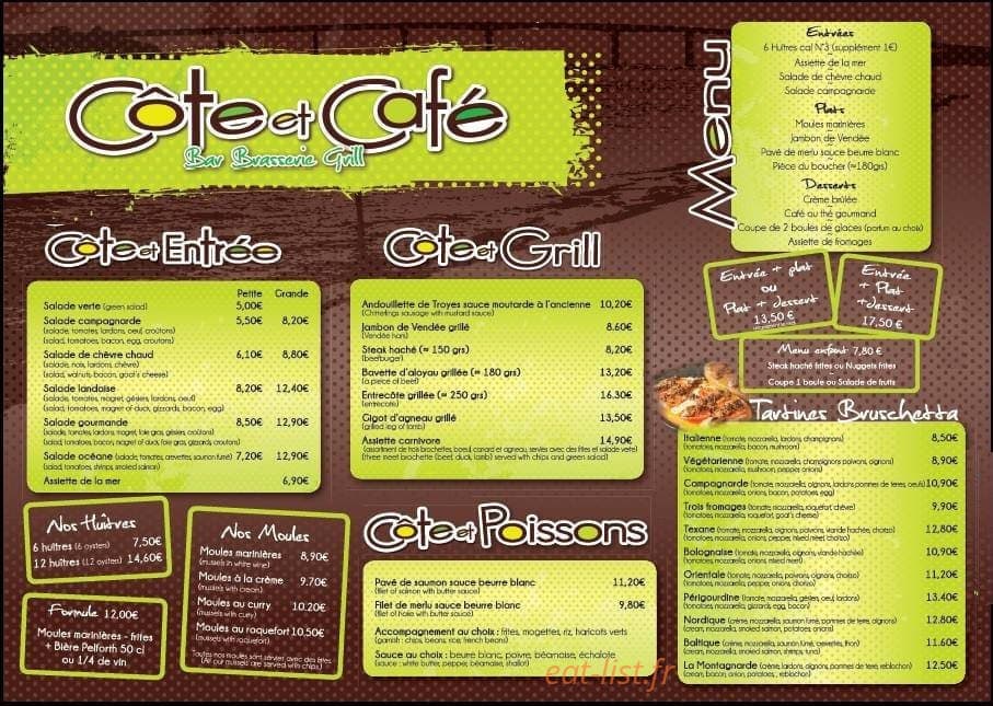 Côte et Café — carte page 1