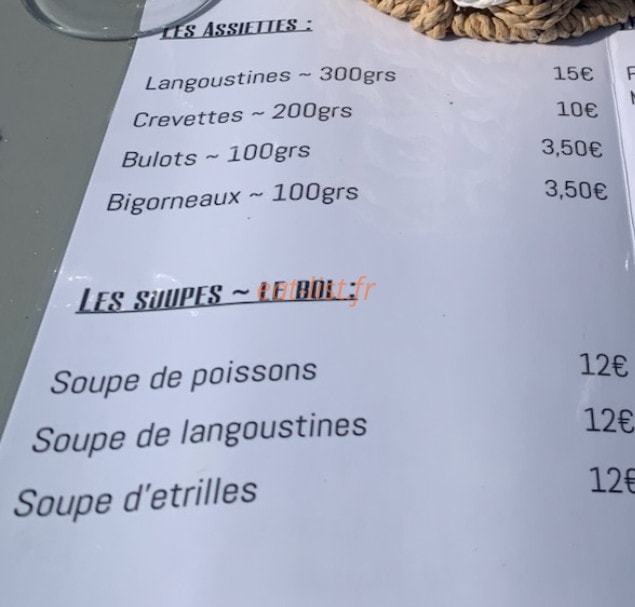 Carte et menu de La Cabane & Co à La Barre de Monts — Les assiette, soupes et bol
