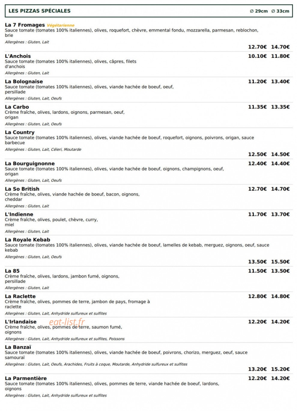 Le Kiosque à Pizzas — carte page 3