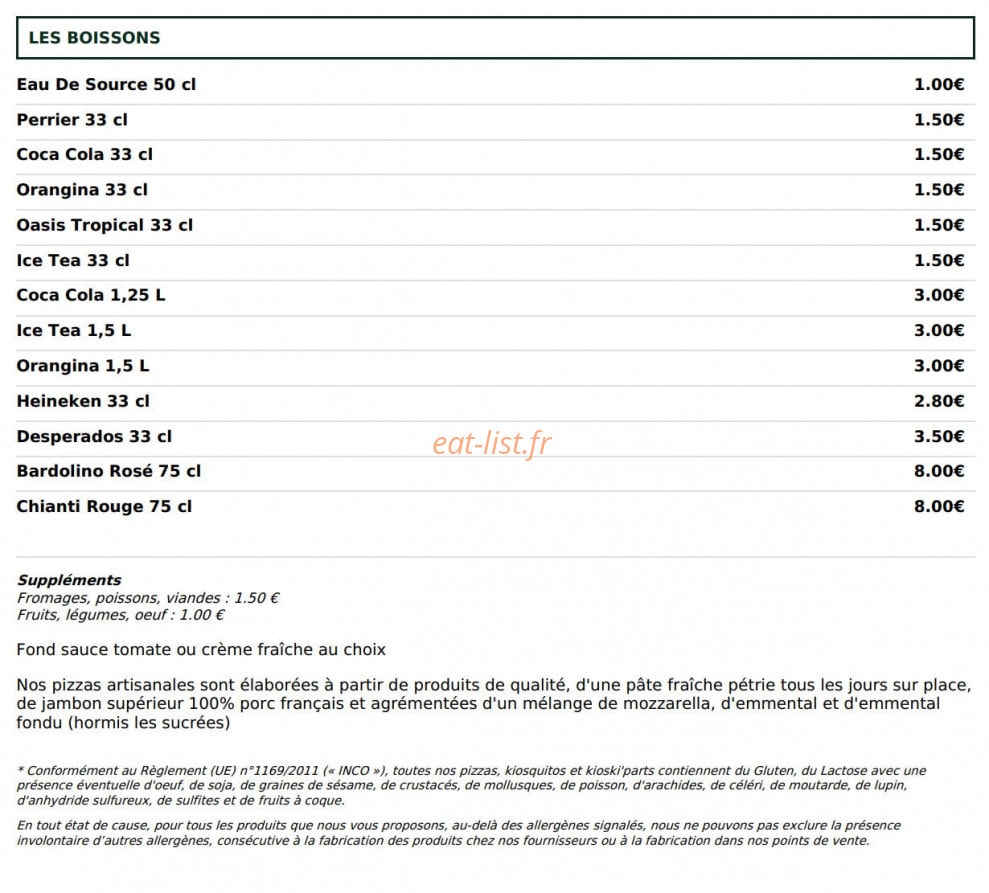 Le Kiosque à Pizzas — carte page 5