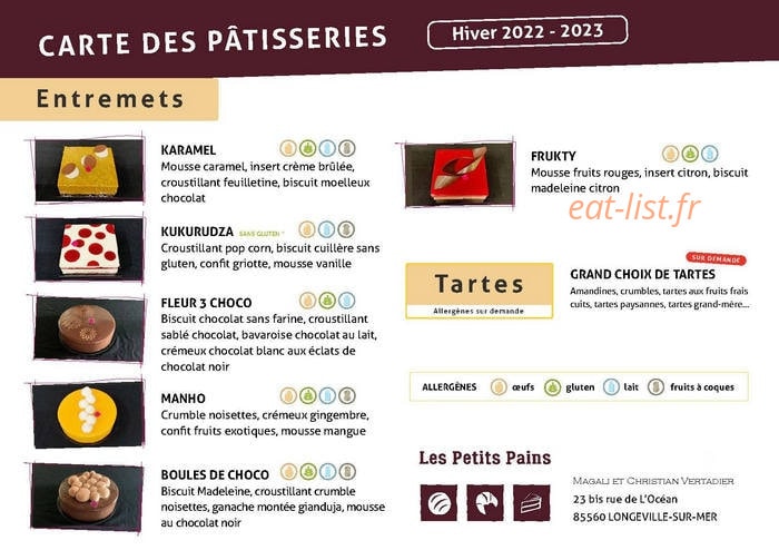 Les Petits Pains — carte page 1