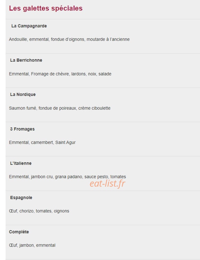 Au Déli's Bar — carte page 1