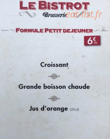 Le Bistrot — carte page 1