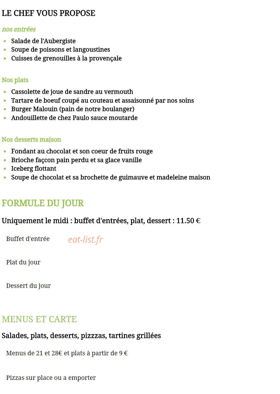 Auberge de Poupet — carte page 1