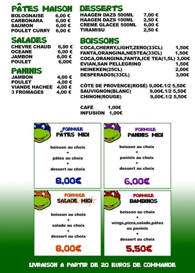 Bella Pizza — carte page 2
