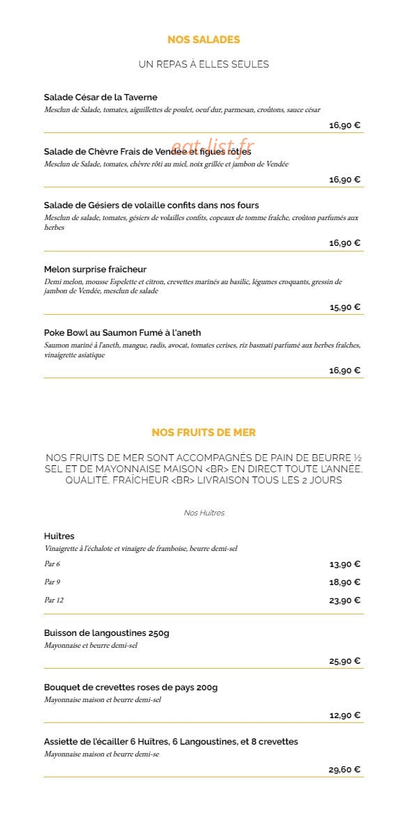La Taverne — carte page 2