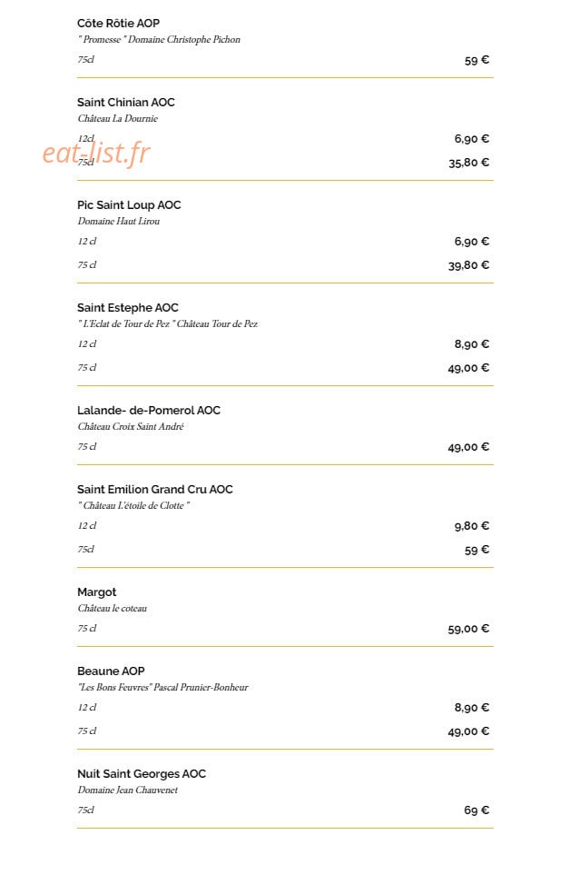 La Taverne — carte page 13