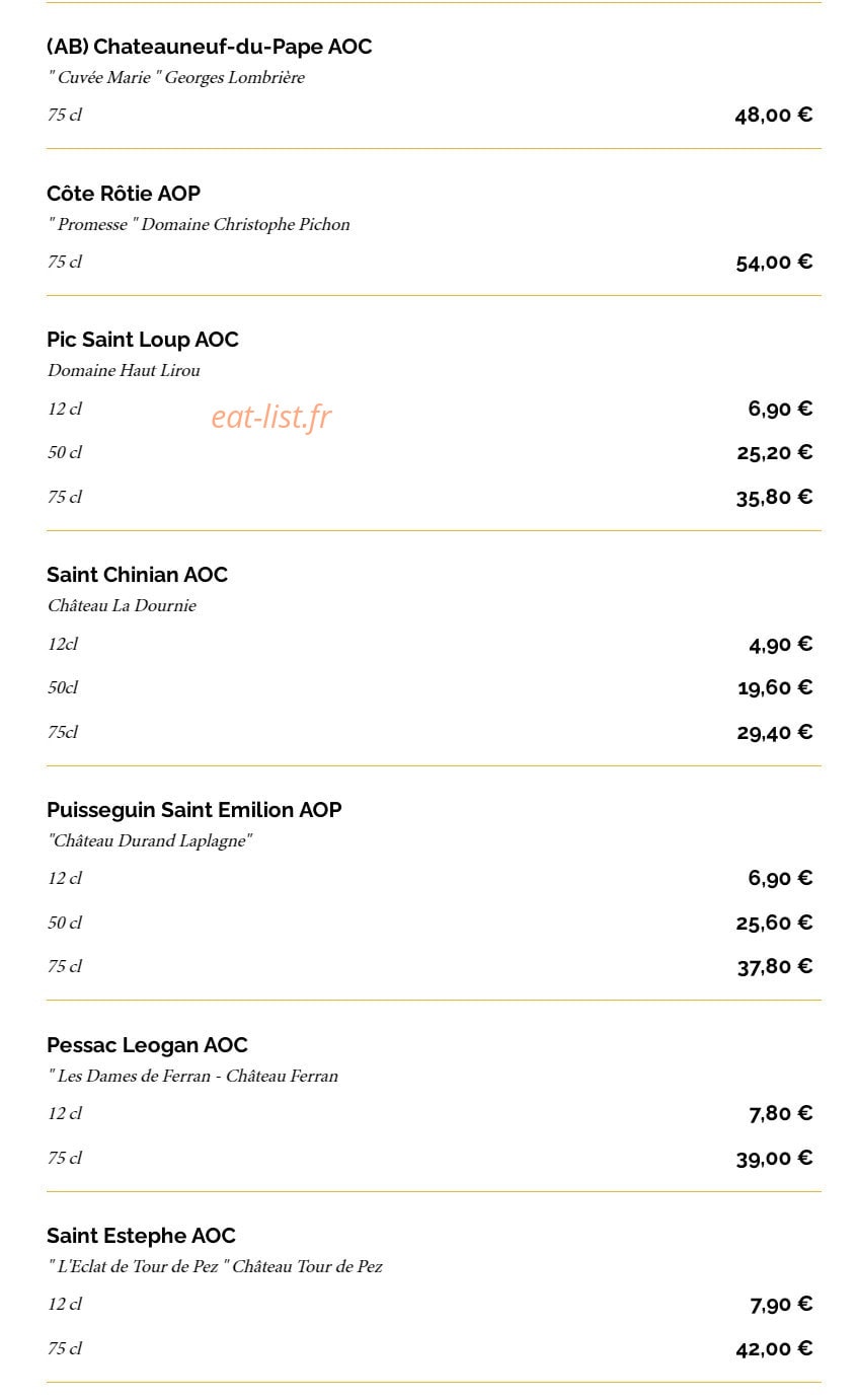 La Taverne — carte page 20