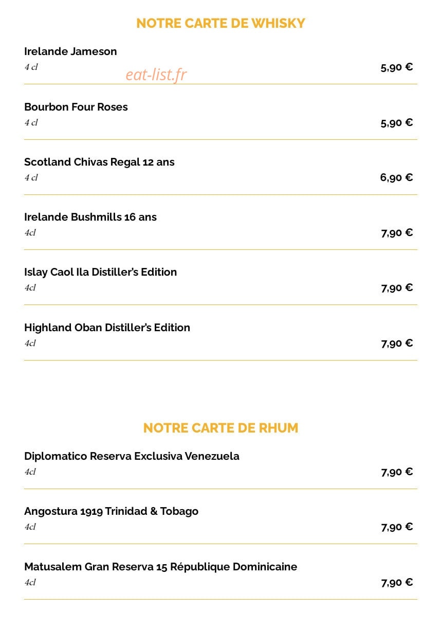 La Taverne — carte page 25