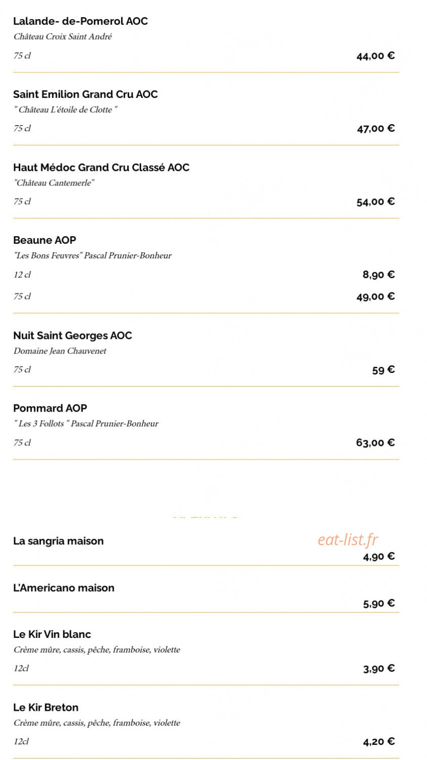 La Taverne — carte page 21