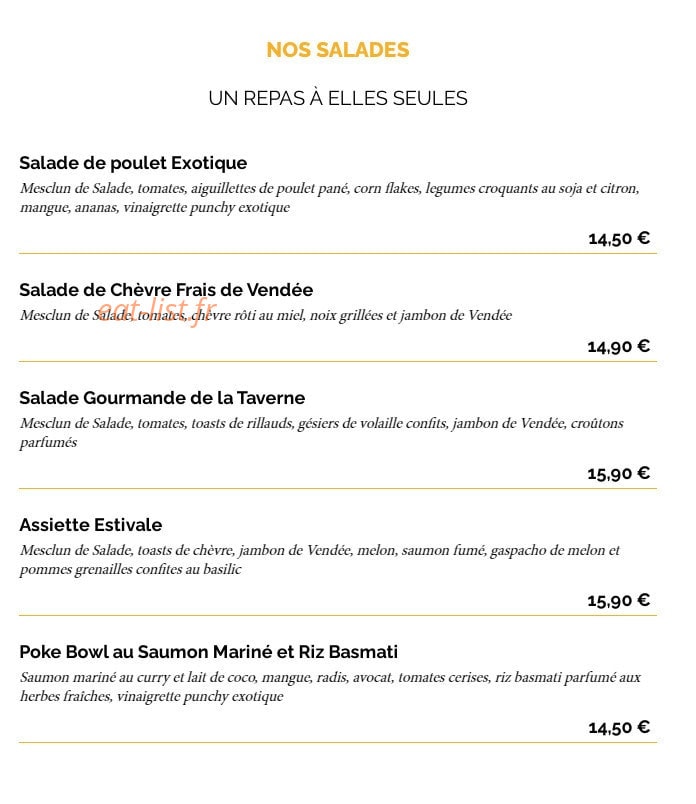 La Taverne — carte page 3
