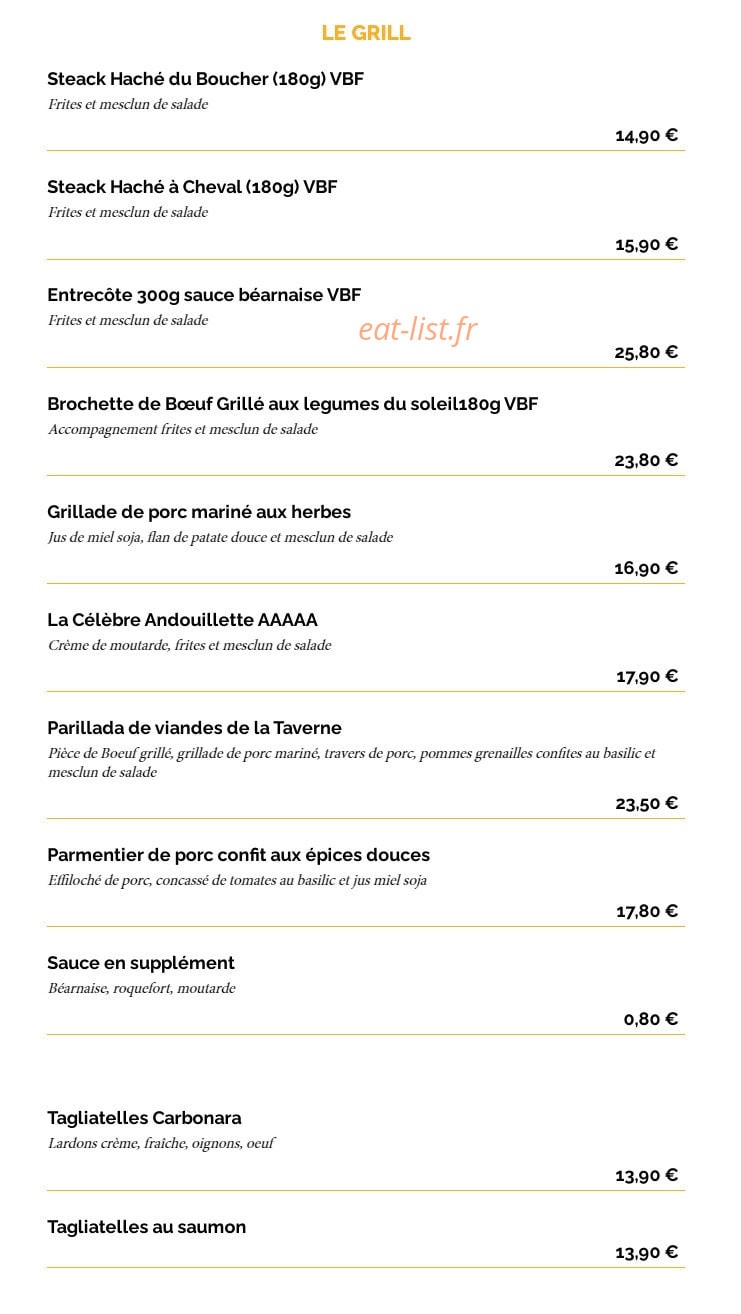 La Taverne — carte page 9