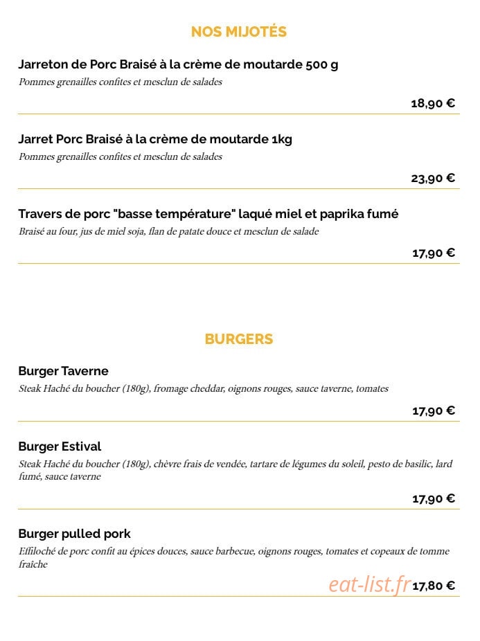 La Taverne — carte page 7
