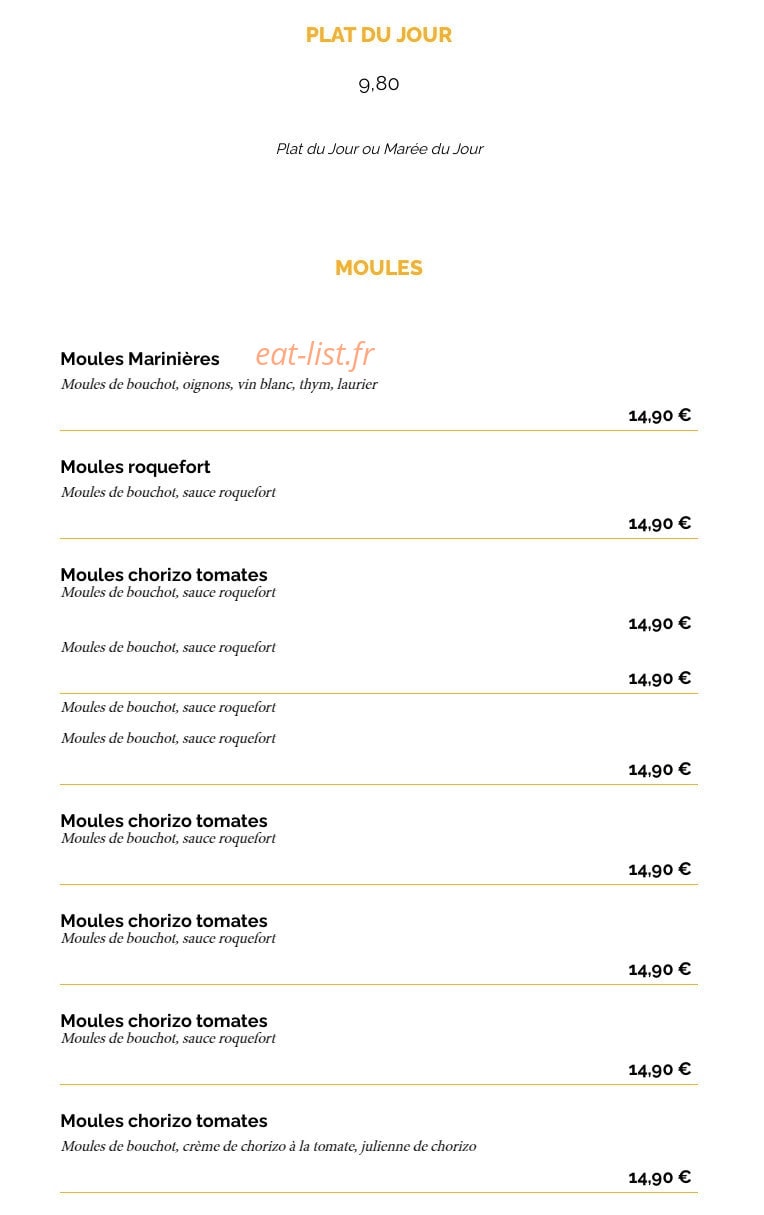 La Taverne — carte page 13