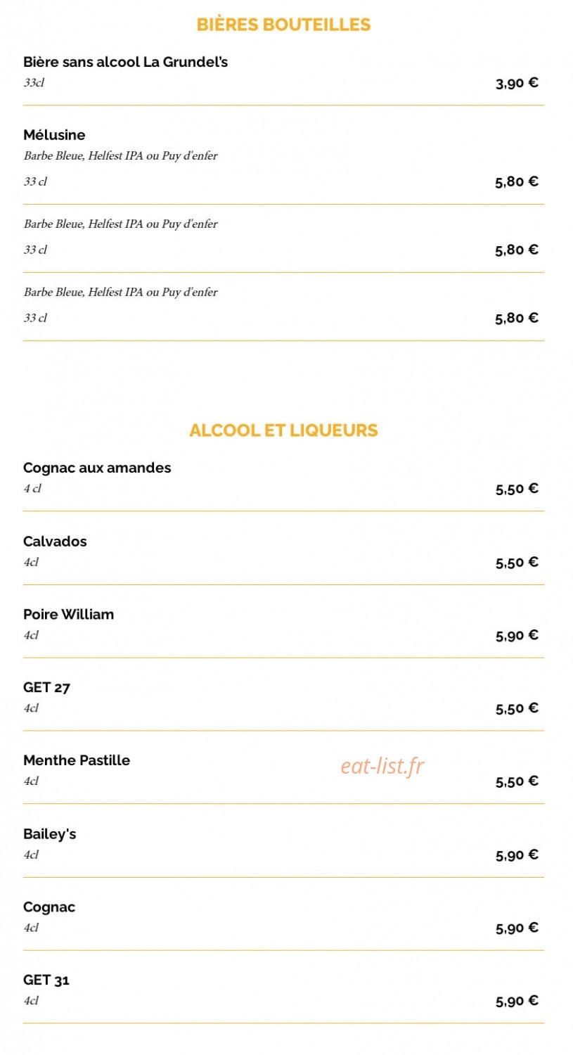 La Taverne — carte page 27