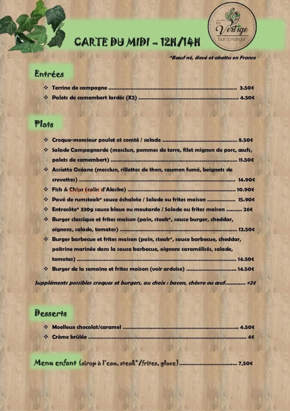 Le Vertige — carte page 1