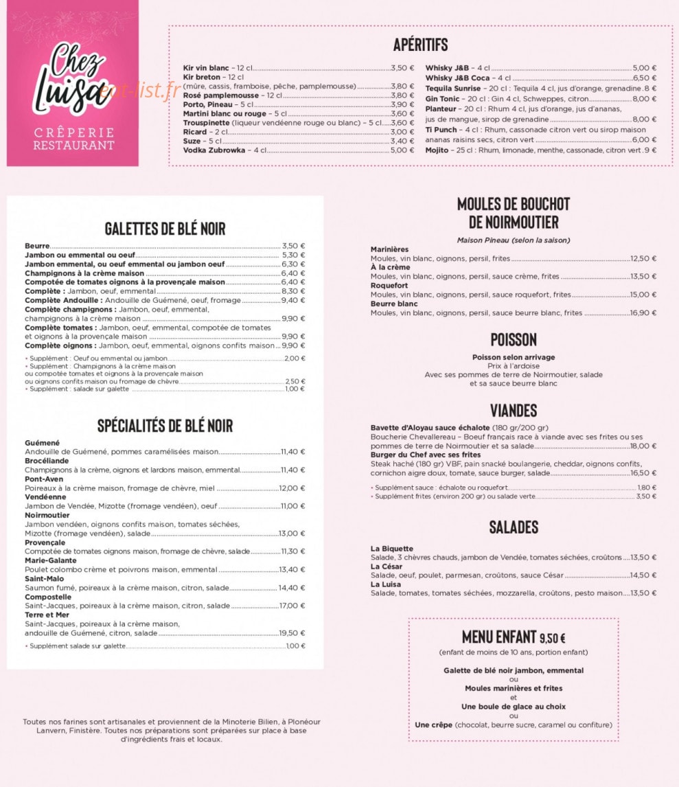 Chez Luisa — carte page 1
