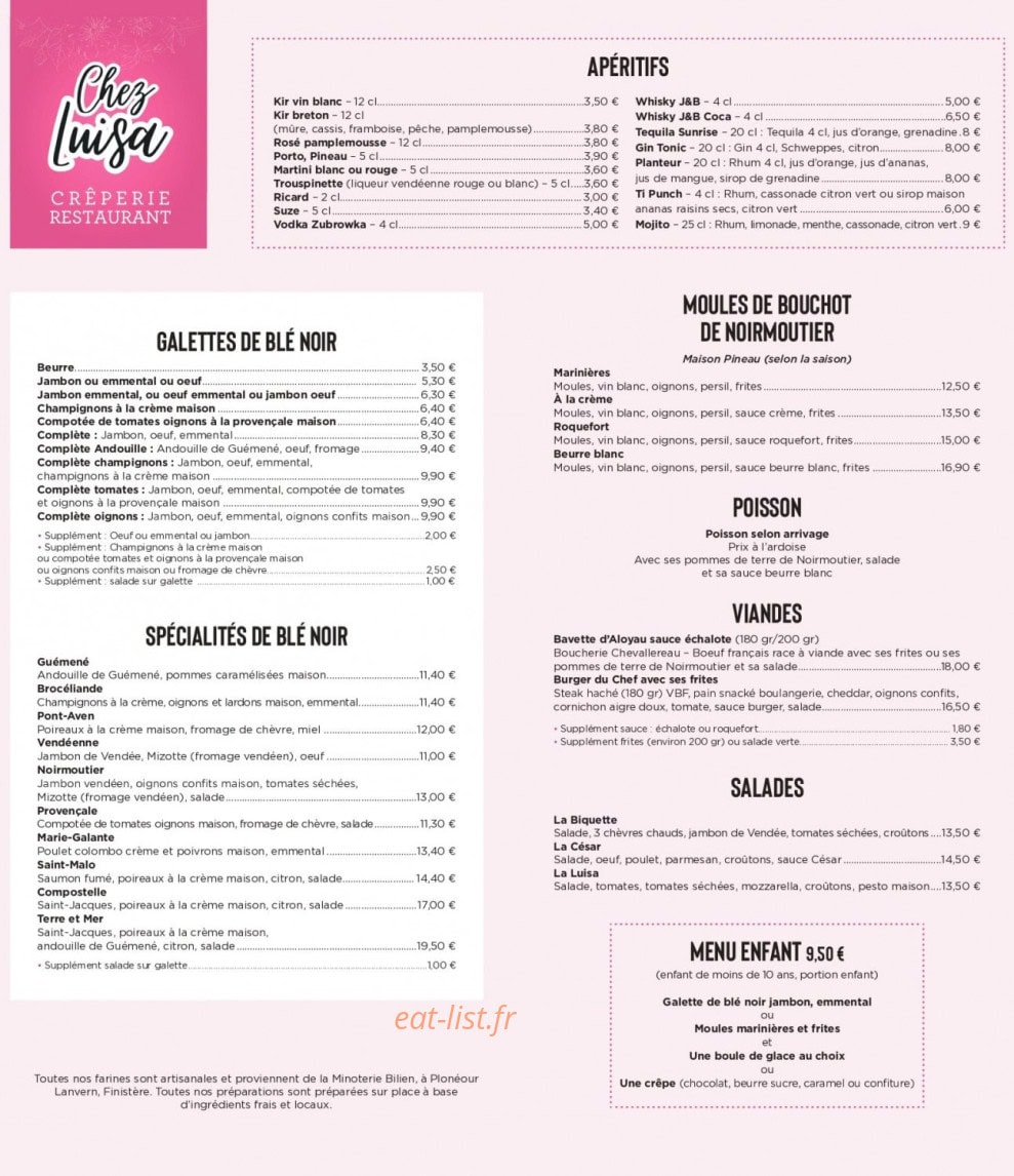 Chez Luisa — carte page 1