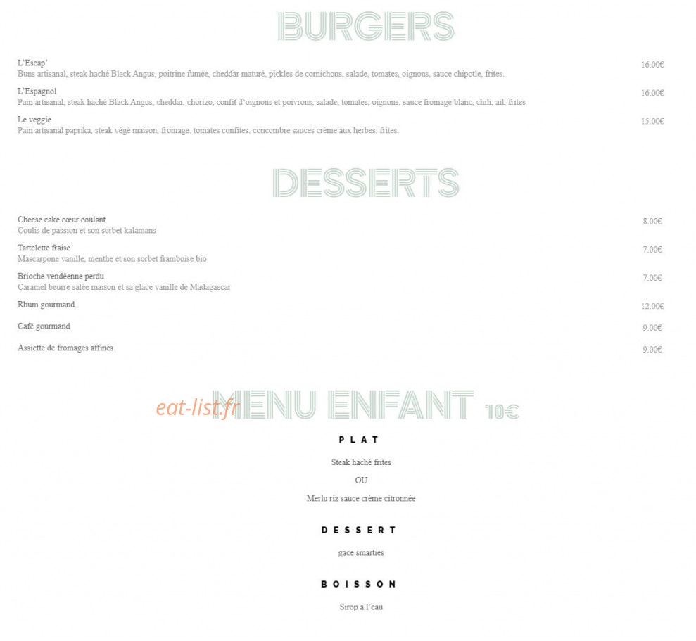L'Escapade — carte page 2