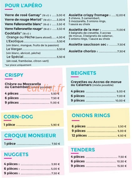 Snacking Diner — carte page 1