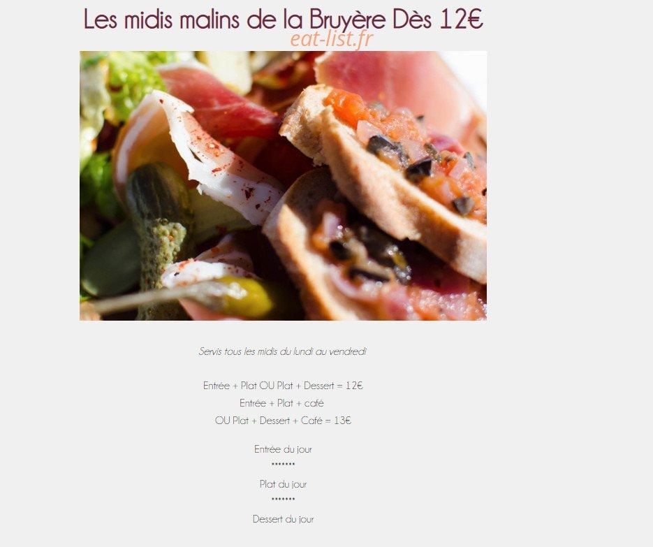 'Auberge de la Bruyère — carte page 1