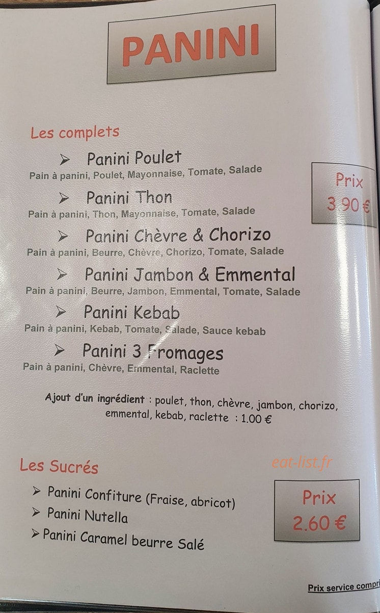 Snack du Lac — carte page 3