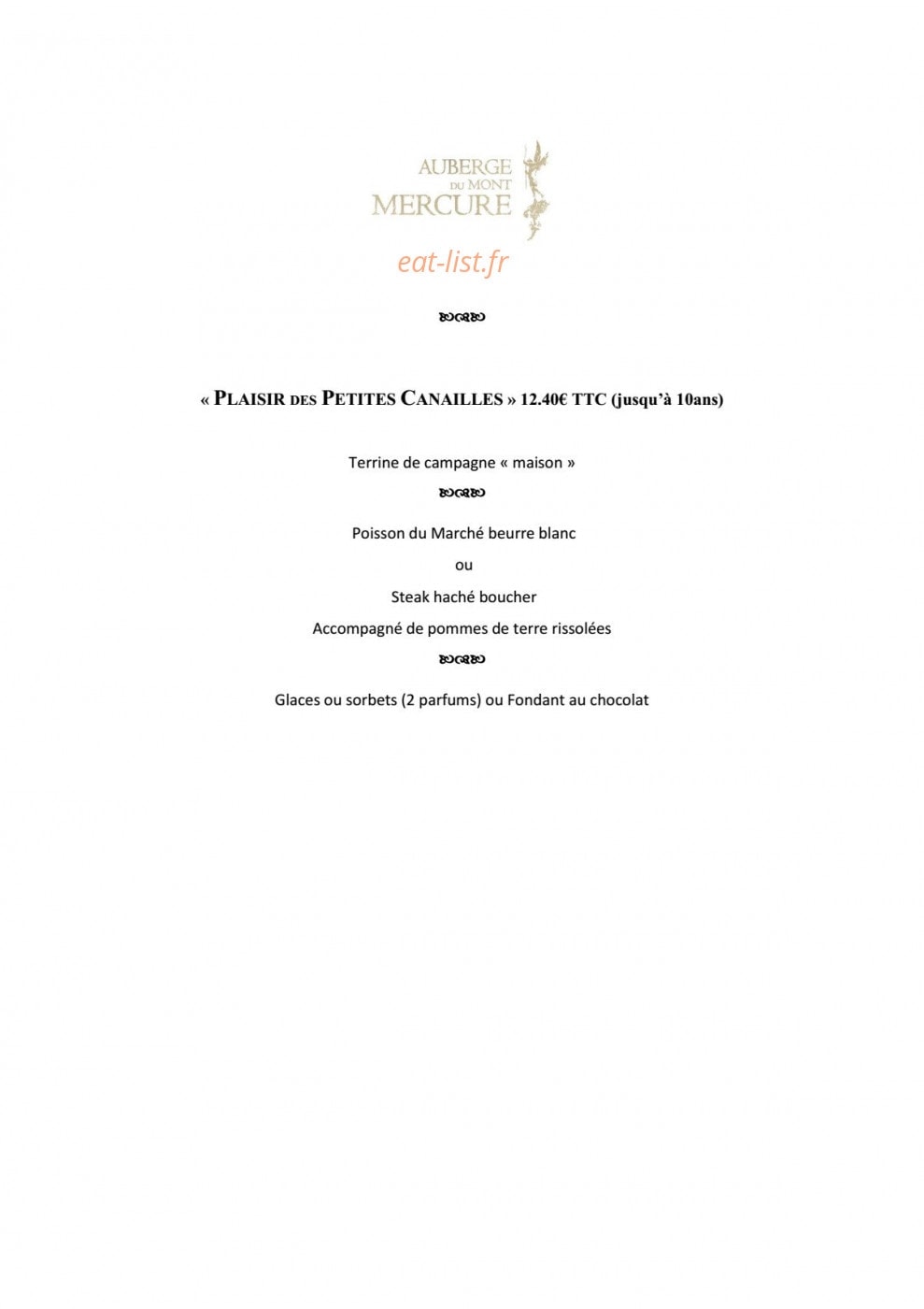 Auberge Mont Mercure — carte page 14