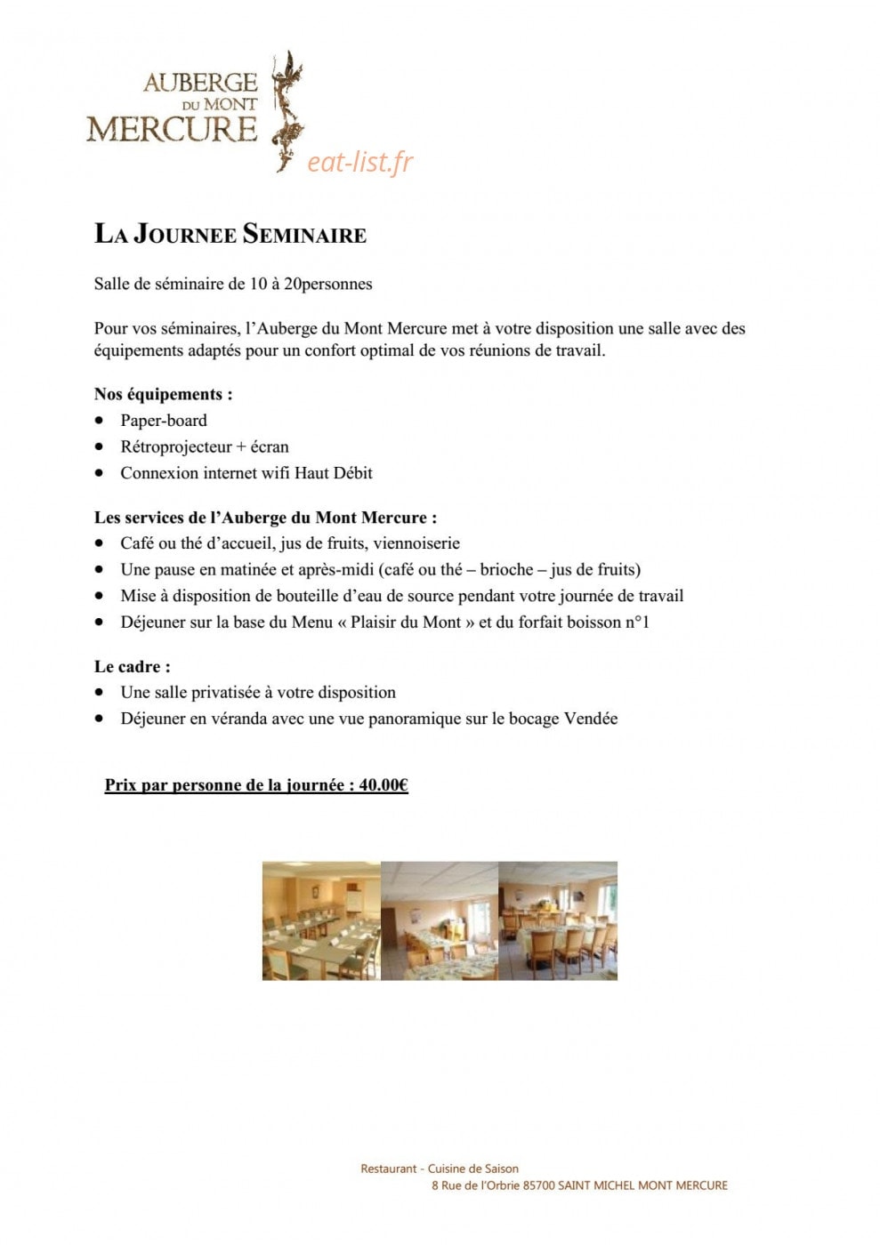 Auberge Mont Mercure — carte page 12