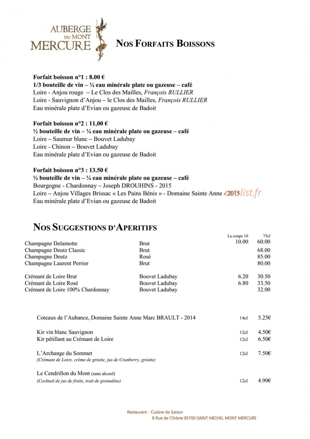 Auberge Mont Mercure — carte page 10