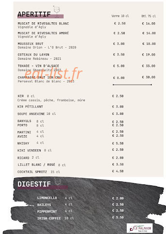 Le Palmier — carte page 2