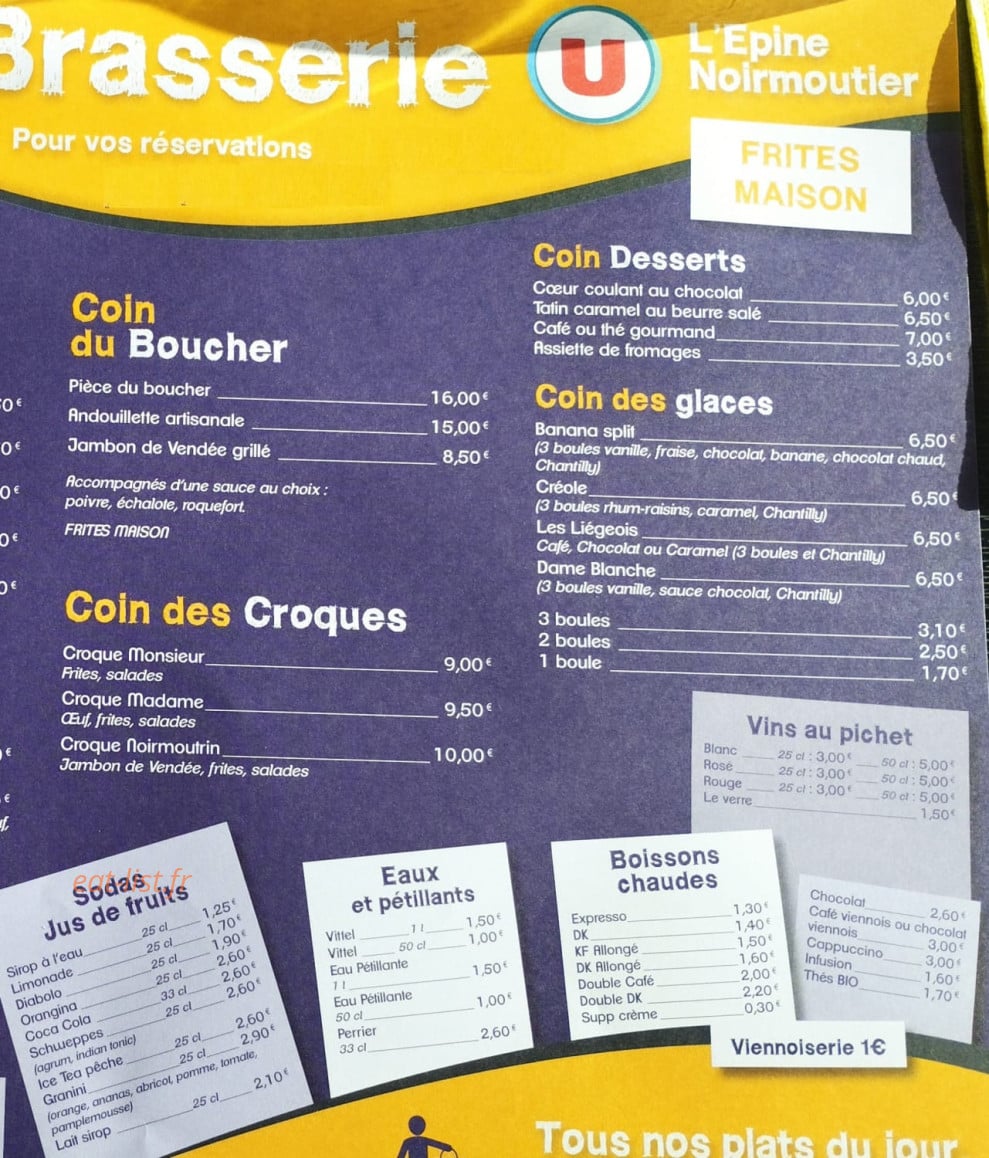 La brasserie U — carte page 2