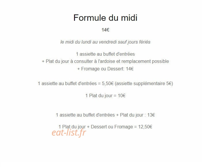 L'Auberge de Moricq — carte page 2
