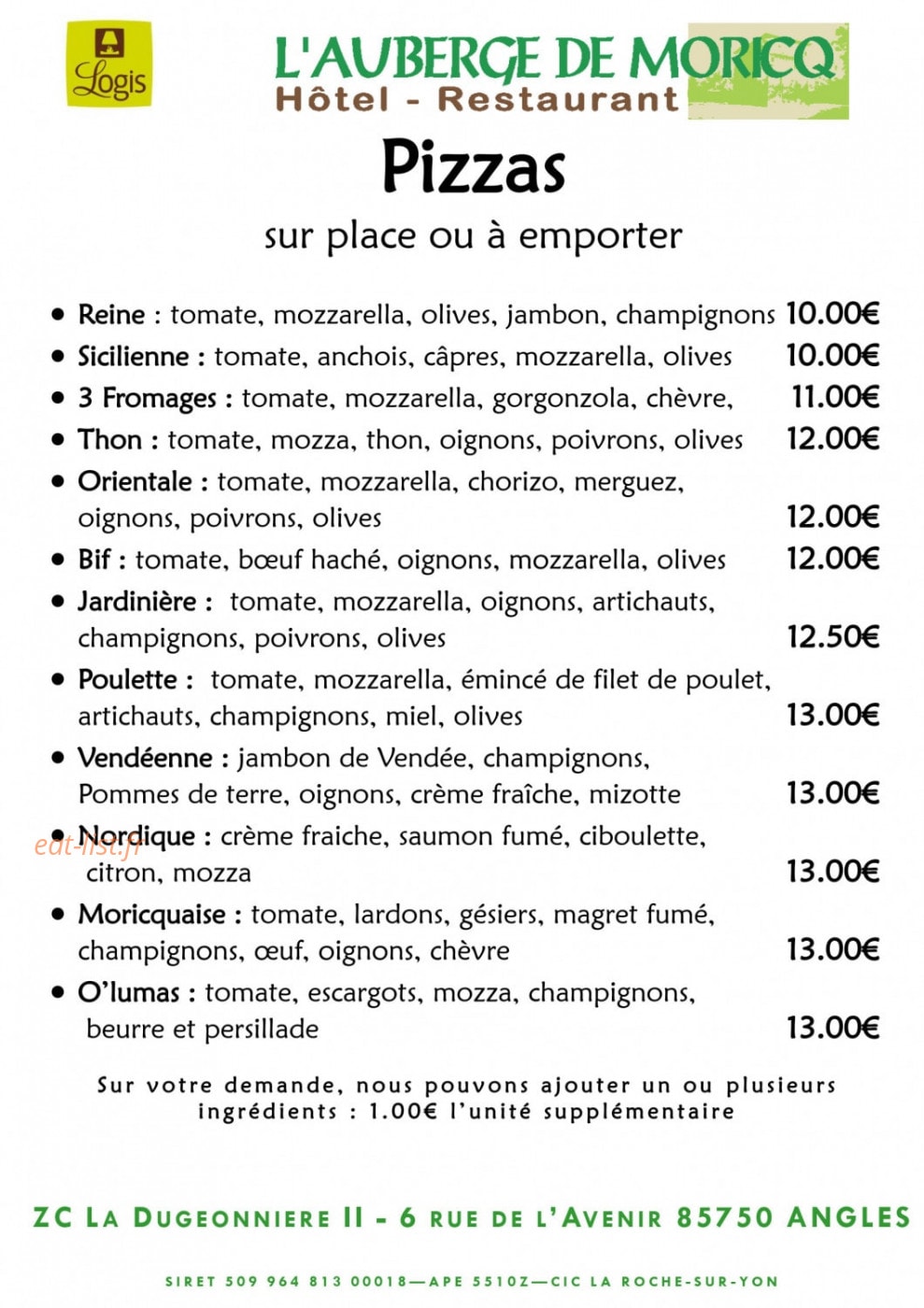 L'Auberge de Moricq — carte page 5