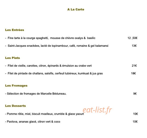 Restaurant Racine — carte page 2