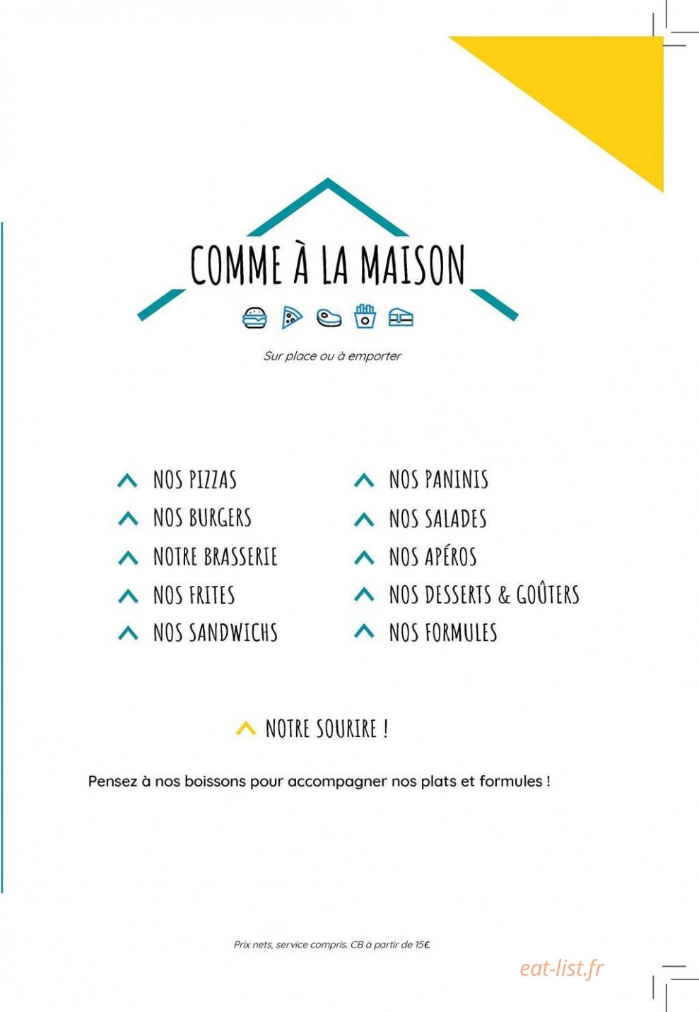 Comme à la Maison — carte page 1