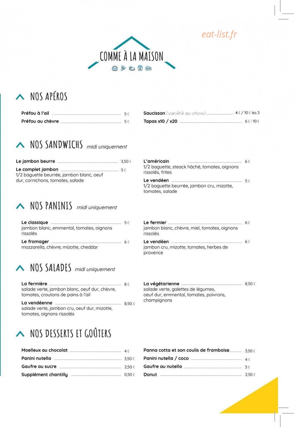 Comme à la Maison — carte page 3
