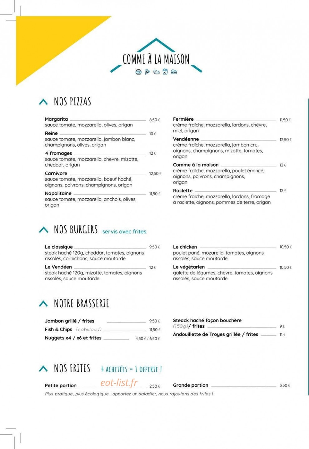 Comme à la Maison — carte page 2