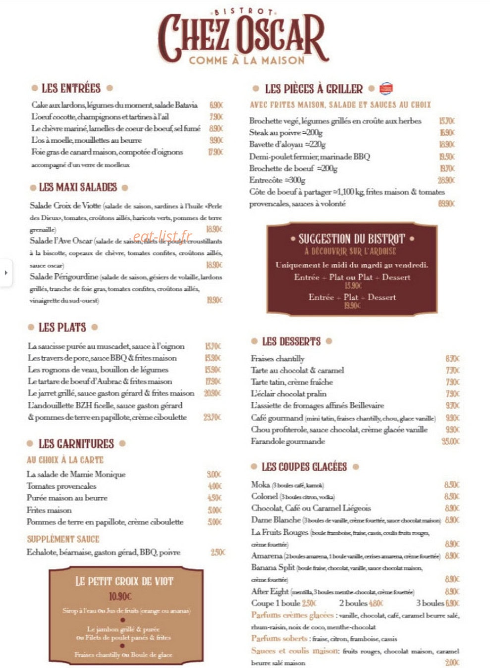 Chez Oscar — carte page 1