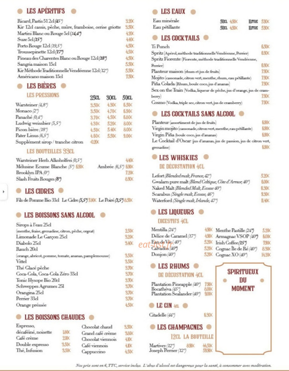 Chez Oscar — carte page 2