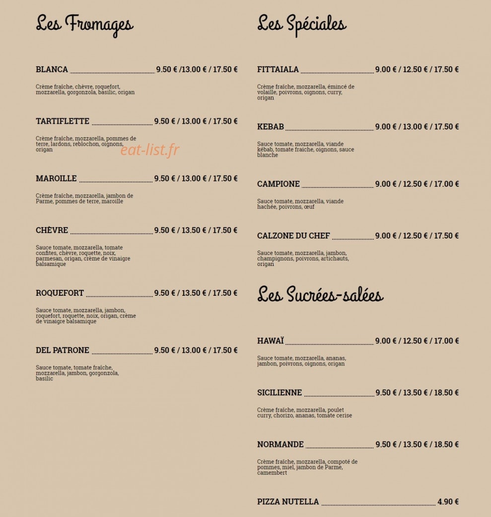 La Bonne Pâte — carte page 2